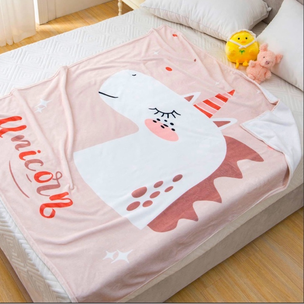 Unicorn 🦄 throw blanket 50” x 60” Pastel Pink Barbie